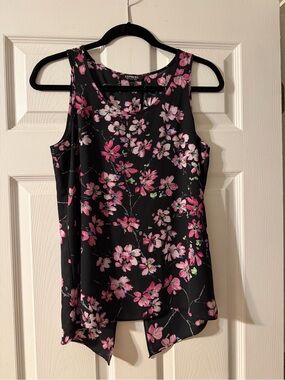 Express Black Sleeveless Camisole with Pink Floral Print